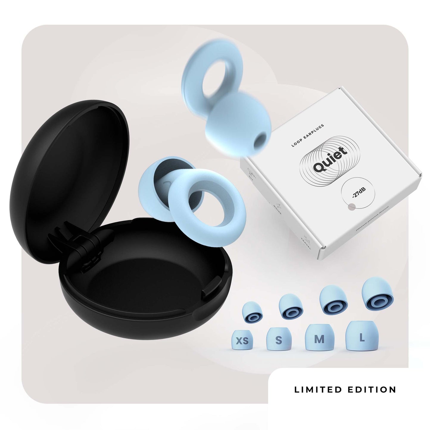 Loop Quiet Ear Plugs in Baby Blue With Case & Tips